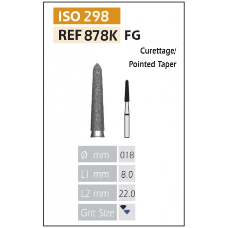 [878K-018 M] DIAMOND BURS FG ISO878K-314-524-018 AZUL/TRAN X5