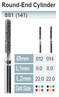 [881-014 F] FRESAS DIAMANTE FG ISO 881-314-514-014 ROJO X5UDS.