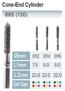 [885-016 SC] FRESE IN DIAMANTE FG ISO 885-314-544-016 NERO X5 PEZZI
