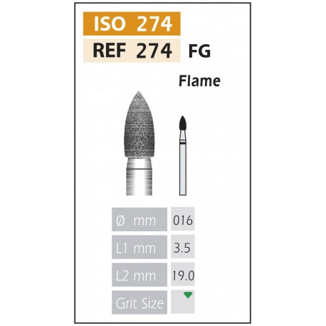 [274-016 C] BROCAS DE DIAMANTE FG ISO 274-314-534-016 VERDE X5PCS.