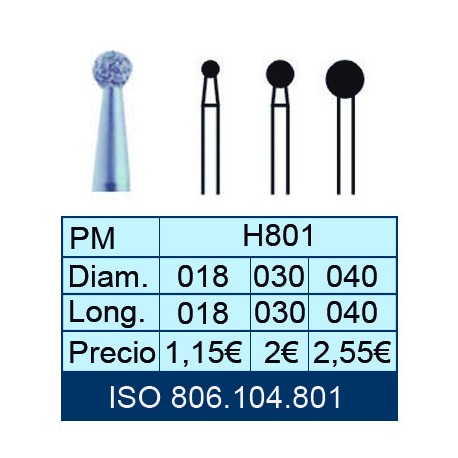 [801-018-018] FRAISES EN DIAMANT HP ISO 806.104.001.801.018 X5UD