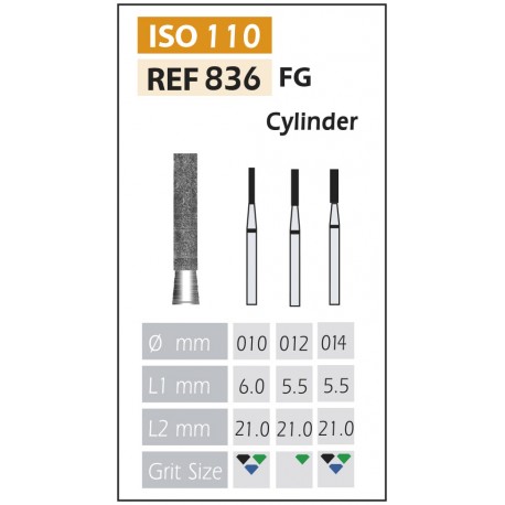 [836-012 C] BROCAS DE DIAMANTE FG ISO 836-314-534-012 VERDE X5PCS.