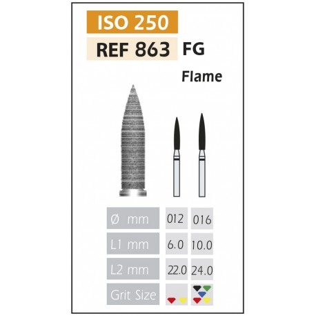 [863-012 F] FRESAS DIAMANTE FG ISO 863-314-514-012 ROJO X5UDS