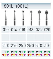 [801L-016 M] FRAISES DIAMANTÉES FG ISO 801L-314-524-016 BLEU X5PCS.