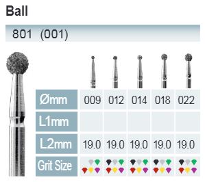 [801-016 F] BROCAS DE DIAMANTE FG ISO 801-314-514-016 VERMELHO X5PCS.
